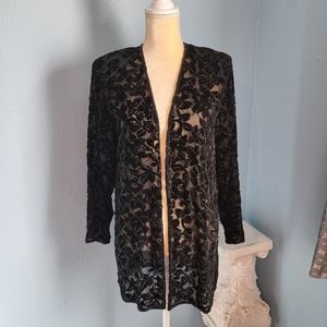 Vintage sequence sheere floral blazer jacket A22